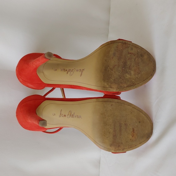 Sam Edelman Red Suede High Heels Size 5 - Picture 5 of 9